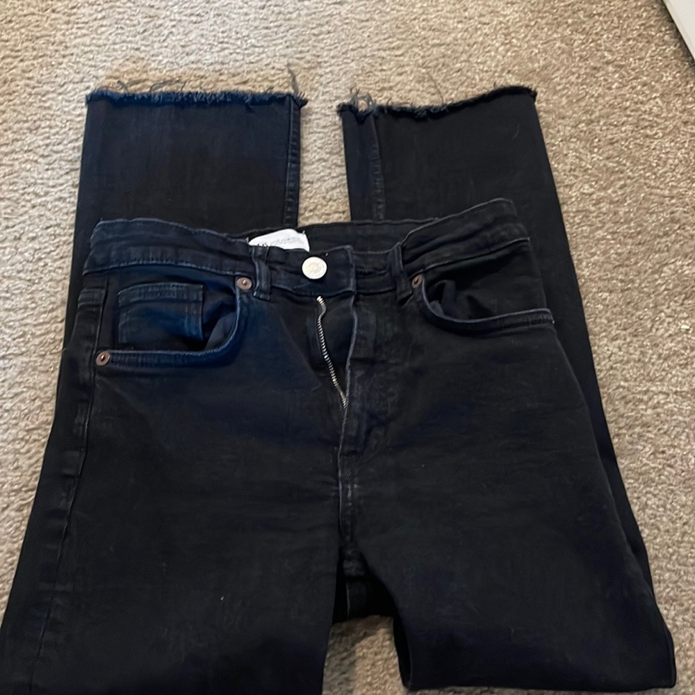Black Zara Ankle Fray Jeans